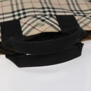 BURBERRY Nova Check Blue Label Hand Bag Nylon Silver Beige Auth hs1698-7