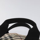 BURBERRY Nova Check Blue Label Hand Bag Nylon Silver Beige Auth hs1698-8