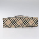 BURBERRY Nova Check Blue Label Hand Bag Nylon Silver Beige Auth hs1698-5