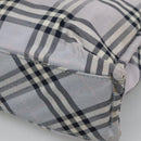 BURBERRY Nova Check Blue Label Hand Bag Nylon Purple Silver Auth hs1699-9