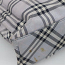 BURBERRY Nova Check Blue Label Hand Bag Nylon Purple Silver Auth hs1699-14
