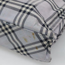BURBERRY Nova Check Blue Label Hand Bag Nylon Purple Silver Auth hs1699-15