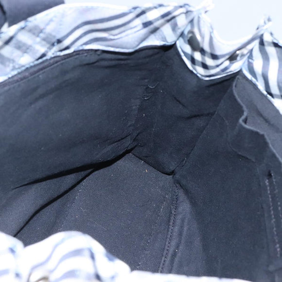 BURBERRY Nova Check Blue Label Hand Bag Nylon Purple Silver Auth hs1699