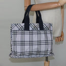 BURBERRY Nova Check Blue Label Hand Bag Nylon Purple Silver Auth hs1699-20