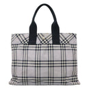 BURBERRY Nova Check Blue Label Hand Bag Nylon Purple Silver Auth hs1699-13