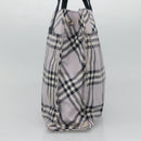 BURBERRY Nova Check Blue Label Hand Bag Nylon Purple Silver Auth hs1699-4