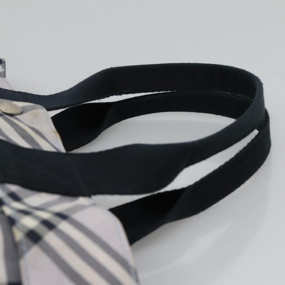 BURBERRY Nova Check Blue Label Hand Bag Nylon Purple Silver Auth hs1699