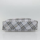 BURBERRY Nova Check Blue Label Hand Bag Nylon Purple Silver Auth hs1699-5