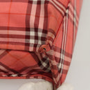 BURBERRY Nova Check Blue Label Hand Bag Nylon Pink Silver Auth hs1706-9