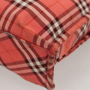 BURBERRY Nova Check Blue Label Hand Bag Nylon Pink Silver Auth hs1706-16