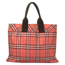 BURBERRY Nova Check Blue Label Hand Bag Nylon Pink Silver Auth hs1706-2