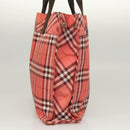 BURBERRY Nova Check Blue Label Hand Bag Nylon Pink Silver Auth hs1706-3