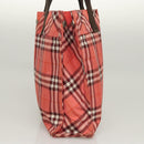 BURBERRY Nova Check Blue Label Hand Bag Nylon Pink Silver Auth hs1706-4
