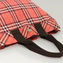 BURBERRY Nova Check Blue Label Hand Bag Nylon Pink Silver Auth hs1706-6