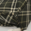 Burberrys Nova Check Blue Label Hand Bag Nylon Khaki Silver Auth hs1707-15