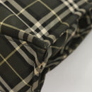 Burberrys Nova Check Blue Label Hand Bag Nylon Khaki Silver Auth hs1707-16