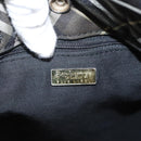 Burberrys Nova Check Blue Label Hand Bag Nylon Khaki Silver Auth hs1707-10