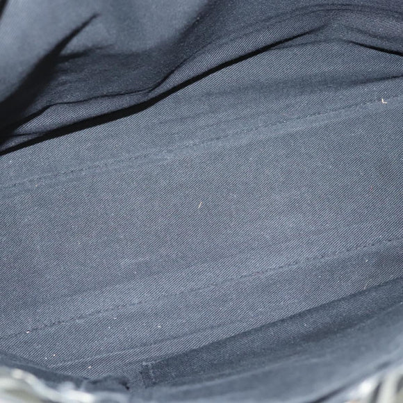 Burberrys Nova Check Blue Label Hand Bag Nylon Khaki Silver Auth hs1707