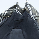 Burberrys Nova Check Blue Label Hand Bag Nylon Khaki Silver Auth hs1707-18