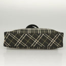 Burberrys Nova Check Blue Label Hand Bag Nylon Khaki Silver Auth hs1707-5