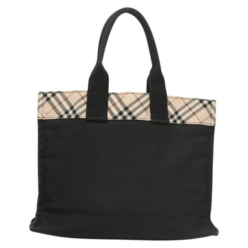 BURBERRY Nova Check Blue Label Hand Bag Canvas Black Silver Auth hs1712 - 0
