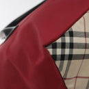 BURBERRY Nova Check Blue Label Hand Bag Nylon Red Silver Auth hs1715-15