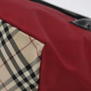 BURBERRY Nova Check Blue Label Hand Bag Nylon Red Silver Auth hs1715-16