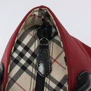 BURBERRY Nova Check Blue Label Hand Bag Nylon Red Silver Auth hs1715-10
