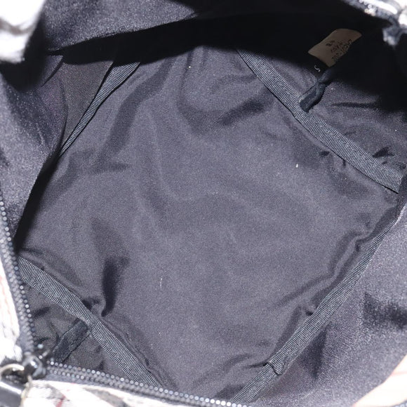 BURBERRY Nova Check Blue Label Hand Bag Nylon Red Silver Auth hs1715