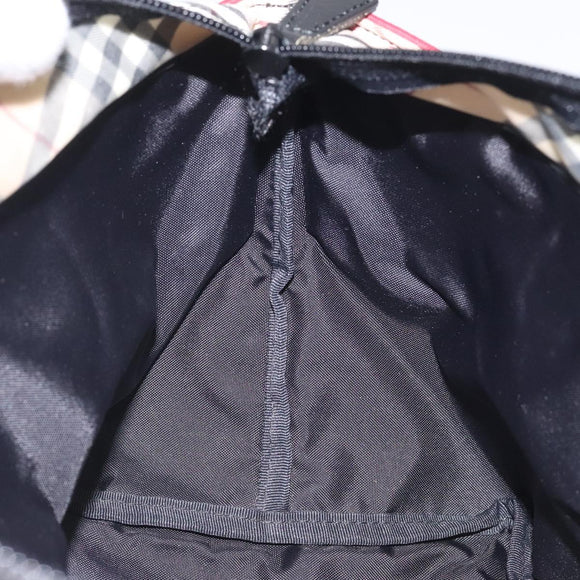 BURBERRY Nova Check Blue Label Hand Bag Nylon Red Silver Auth hs1715