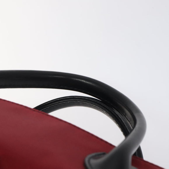 BURBERRY Nova Check Blue Label Hand Bag Nylon Red Silver Auth hs1715