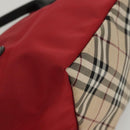 BURBERRY Nova Check Blue Label Hand Bag Nylon Beige Silver Auth hs1716-14