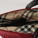 BURBERRY Nova Check Blue Label Hand Bag Nylon Beige Silver Auth hs1716-10