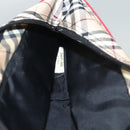 BURBERRY Nova Check Blue Label Hand Bag Nylon Beige Silver Auth hs1716-19