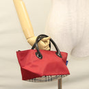 BURBERRY Nova Check Blue Label Hand Bag Nylon Beige Silver Auth hs1716-20