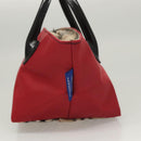 BURBERRY Nova Check Blue Label Hand Bag Nylon Beige Silver Auth hs1716-3