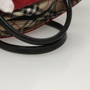 BURBERRY Nova Check Blue Label Hand Bag Nylon Beige Silver Auth hs1716-7