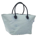BURBERRY Blue Label Hand Bag Nylon Blue Silver Auth hs1718-1