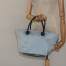 BURBERRY Blue Label Hand Bag Nylon Blue Silver Auth hs1718-20