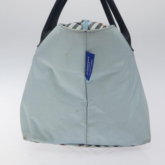 BURBERRY Blue Label Hand Bag Nylon Blue Silver Auth hs1718