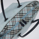 BURBERRY Blue Label Hand Bag Nylon Blue Silver Auth hs1718-6