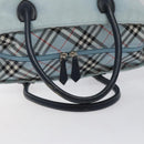 BURBERRY Blue Label Hand Bag Nylon Blue Silver Auth hs1718-7