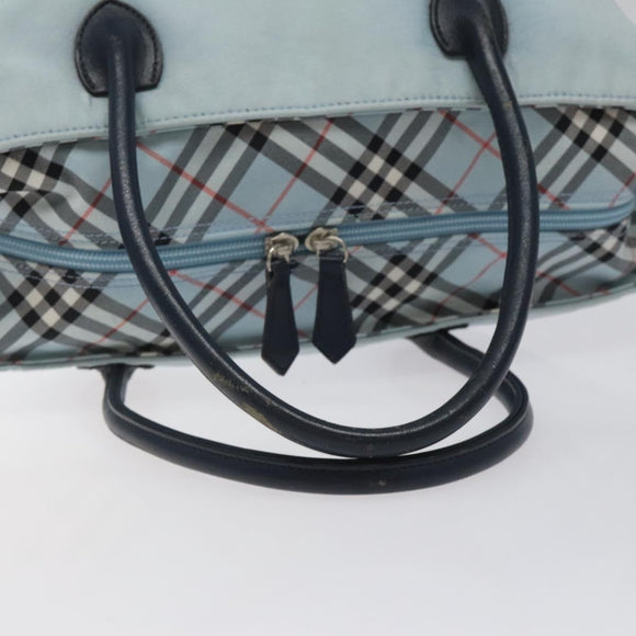 BURBERRY Blue Label Hand Bag Nylon Blue Silver Auth hs1718