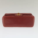 CHANEL Mini Matelasse Chain Flap Hand Bag Lamb Skin Red Gold CC Auth hs688M-5