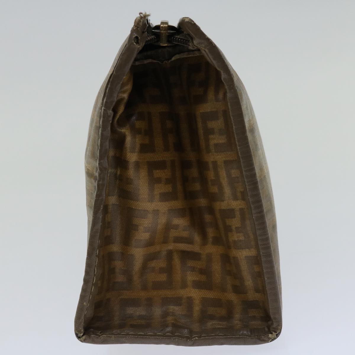 FENDI Zucchino Canvas Clutch Bag Brown Auth im455