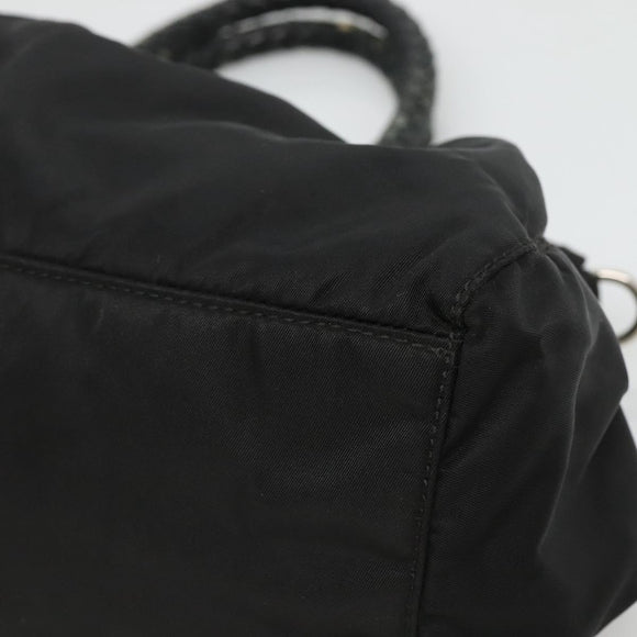 PRADA Hand Bag Nylon 2way Black Silver Auth IN009