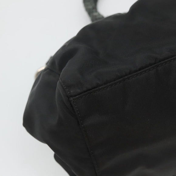 PRADA Hand Bag Nylon 2way Black Silver Auth IN009
