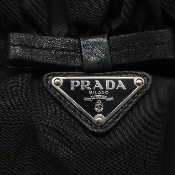 PRADA Hand Bag Nylon 2way Black Silver Auth IN009
