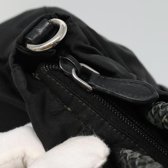 PRADA Hand Bag Nylon 2way Black Silver Auth IN009
