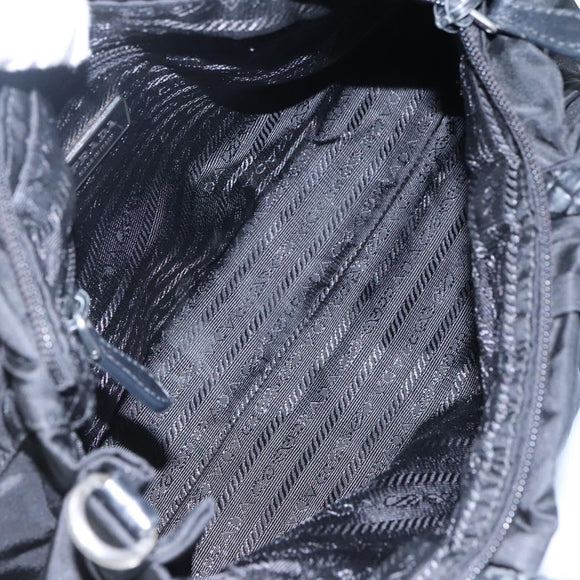 PRADA Hand Bag Nylon 2way Black Silver Auth IN009